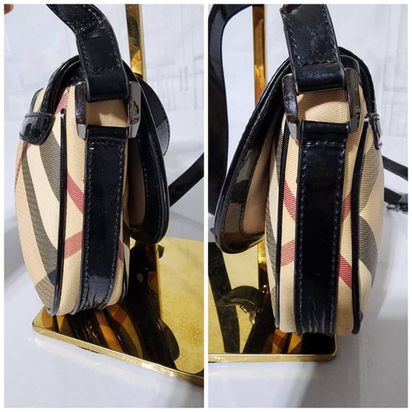 Authentic Burberry Nova Check Coated Canvas and Patent Leather Crossbody Bag - Picture 10 of 14